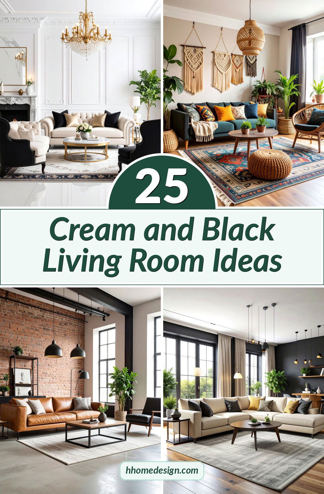25 Cream and Black Living Room Ideas