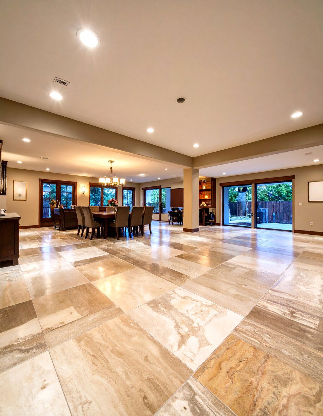 Cream and Brown Marbled Stained Concrete Basement Floor - 25 Concrete Basement Floor Ideas