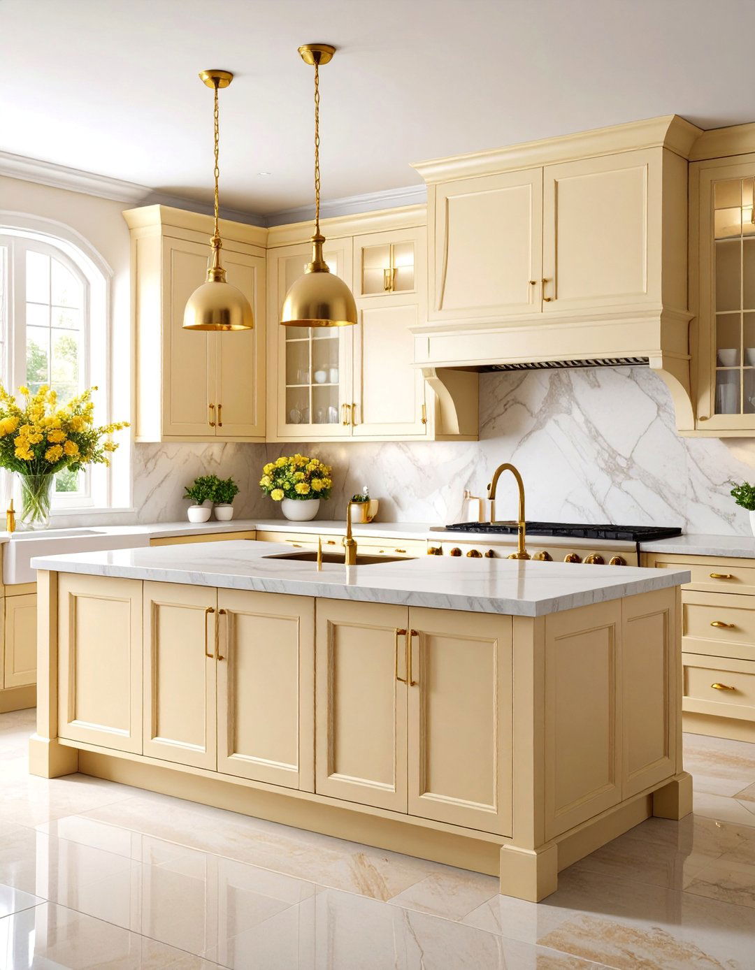Cream and Gold Kitchen Color Scheme - 25 French Country Kitchen Ideas
