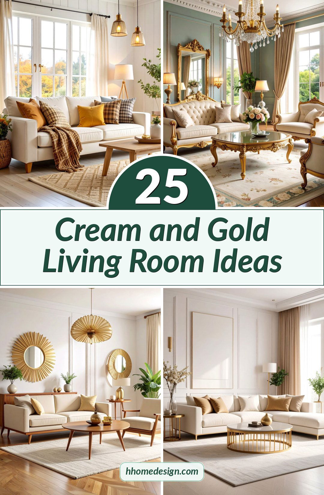 25 Cream and Gold Living Room Ideas