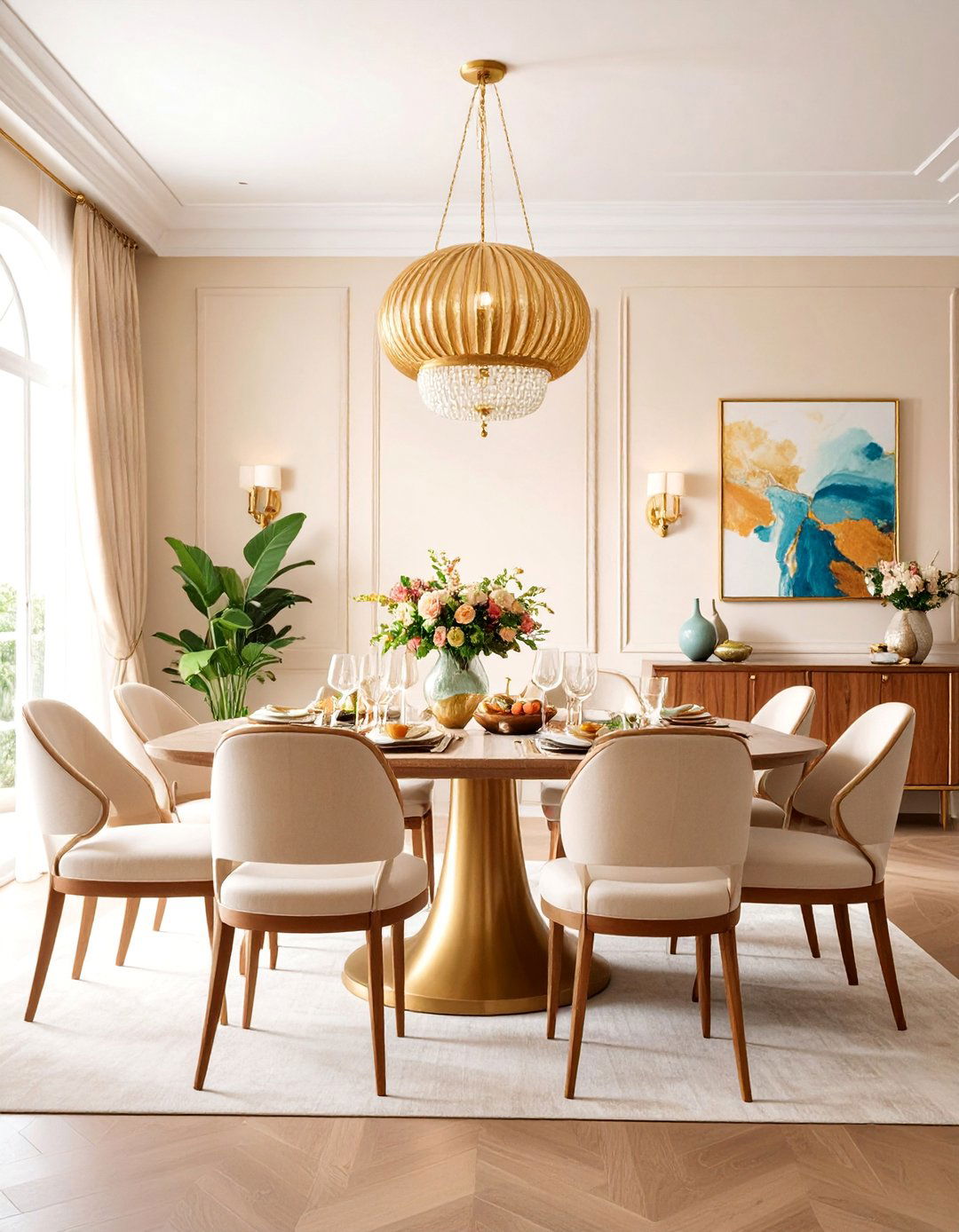 Cream and Gold Luxury for Elegant Comfort - 25 Dining Room Paint Colors
