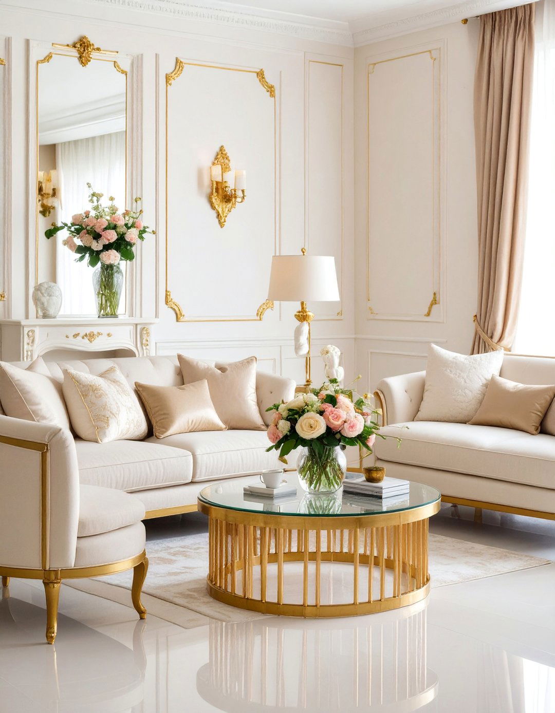 Cream and Gold Serenity Living Room - 25 Chinoiserie Living Room Ideas