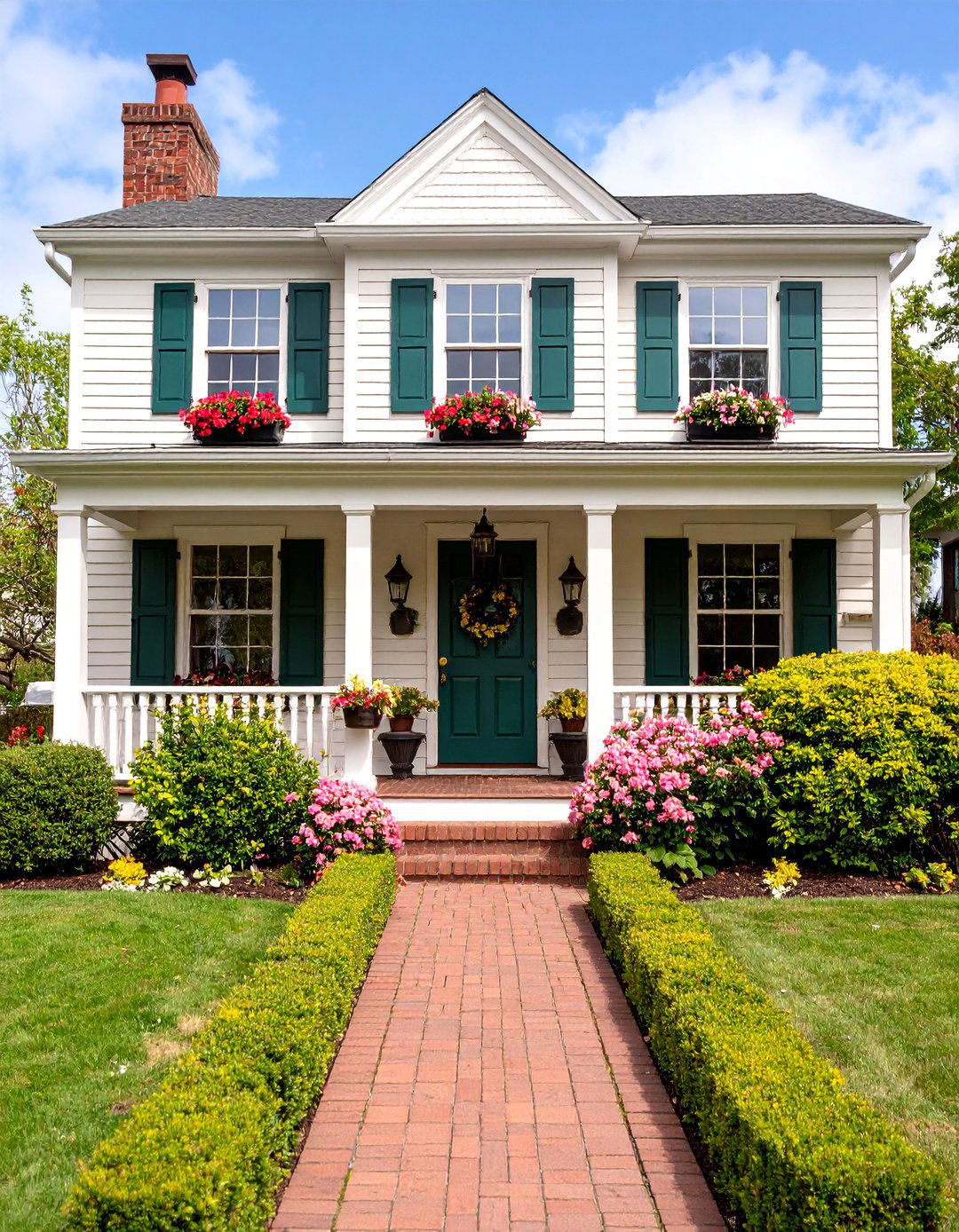 Cream with Hunter Green - 25 Exterior Color Palettes for Small Homes
