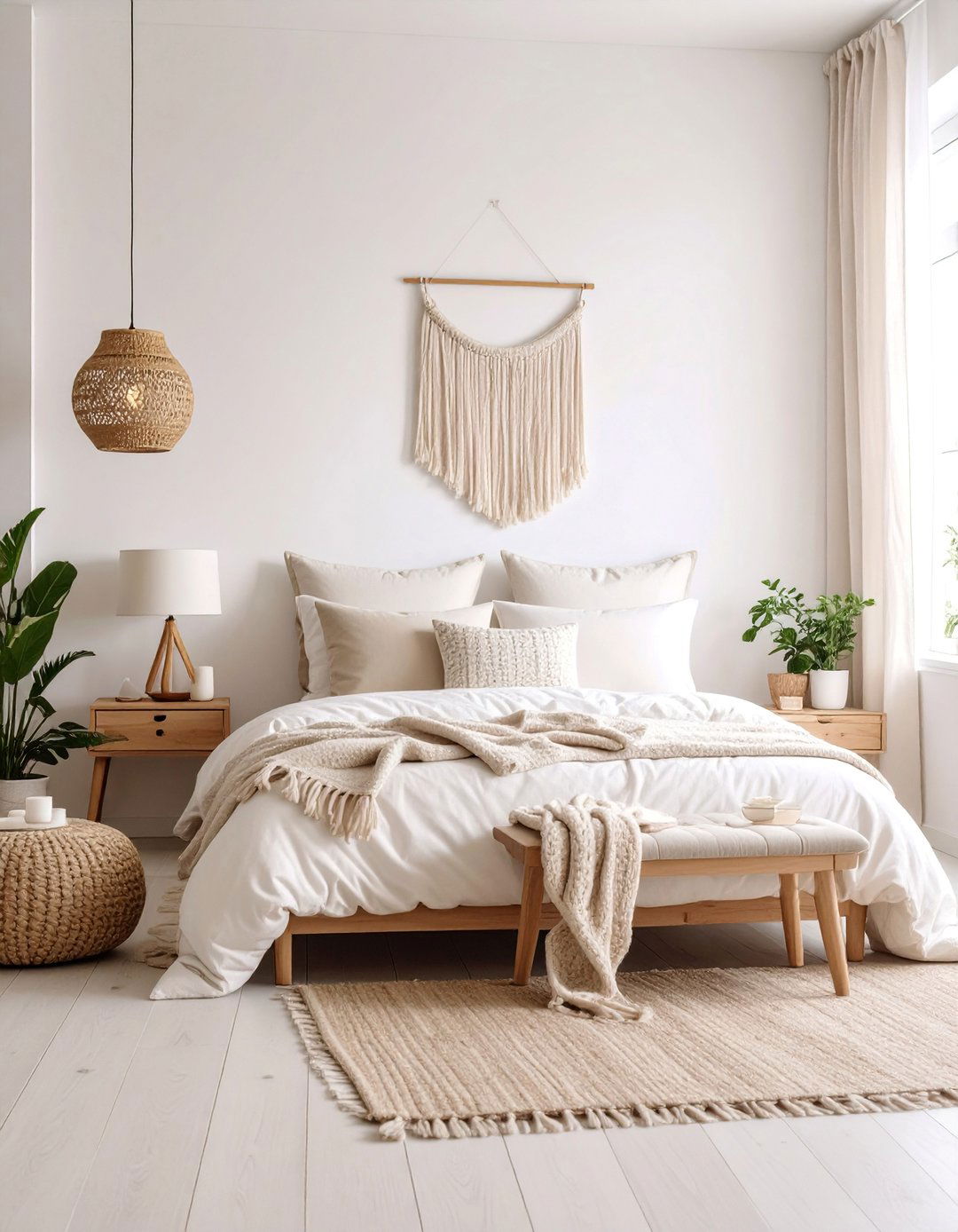 Creamy White Limewash Bedroom with Scandinavian Minimalism - 25 Limewash Bedroom Ideas