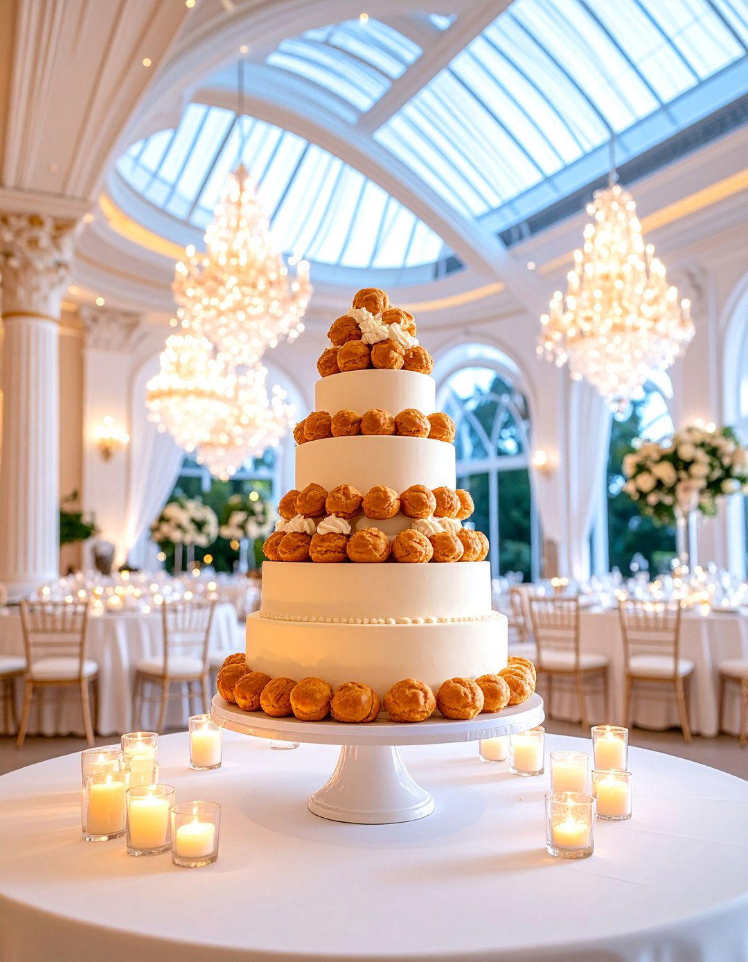 Croquembouche Tower Wedding Cake with French Elegance - 25 Wedding Cake Ideas