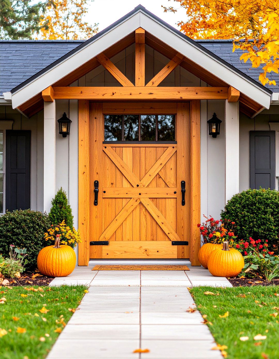 Crossbuck Pattern Door with X Brace Design - 25 Farmhouse Front Door Ideas