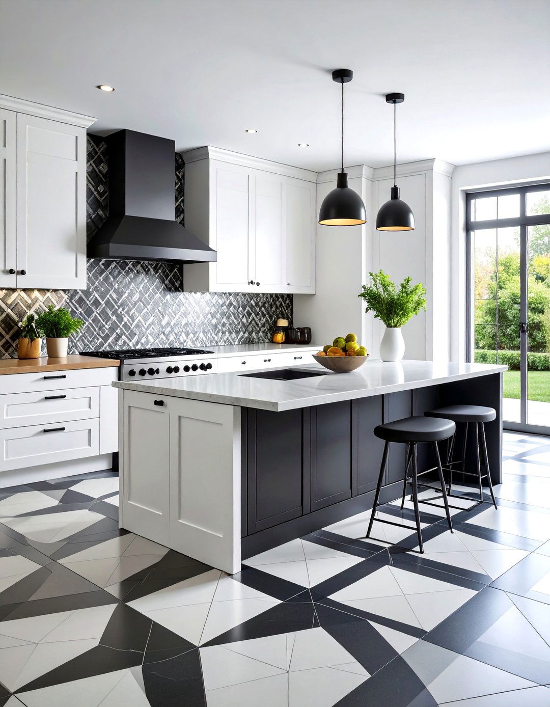 Crosshatch Pattern Ceramic with Bold Grout Lines - 25 Modern Kitchen Backsplash Ideas