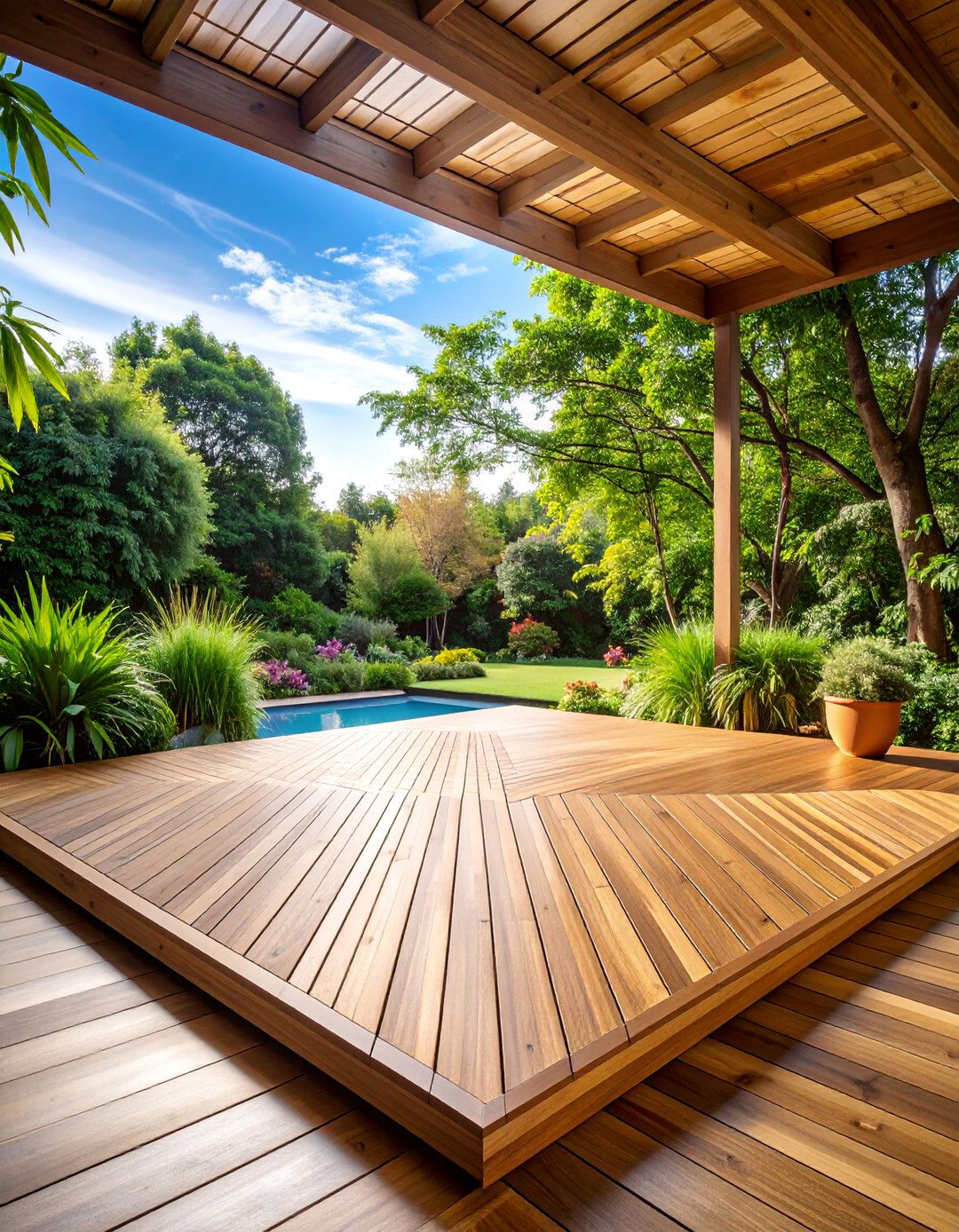 Crosshatch Woven Wood Platform - 25 Wooden Walkway Ideas