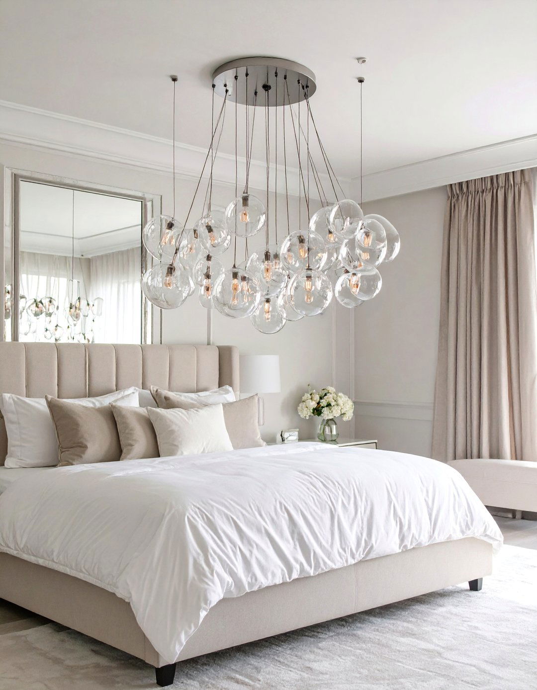 Crystal Ball Globe Chandelier with Bubble Design - 25 Bedroom Chandelier Ideas