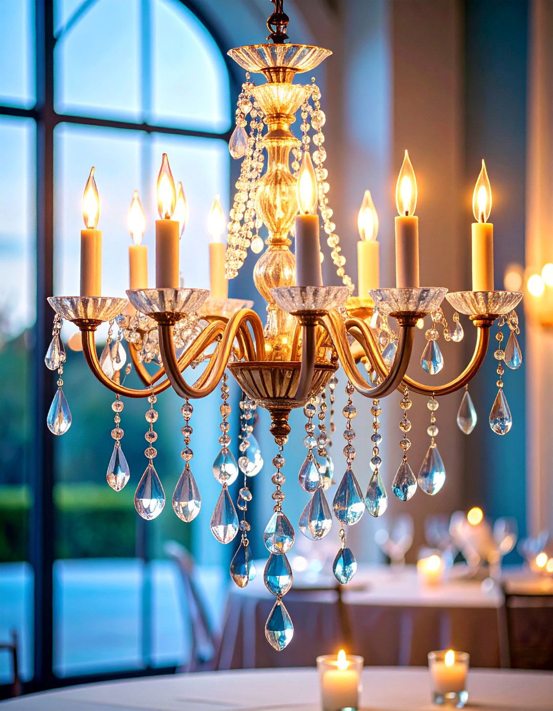 Crystal Candelabra with Hanging Teardrops - 25 Tall Wedding Centerpiece Ideas
