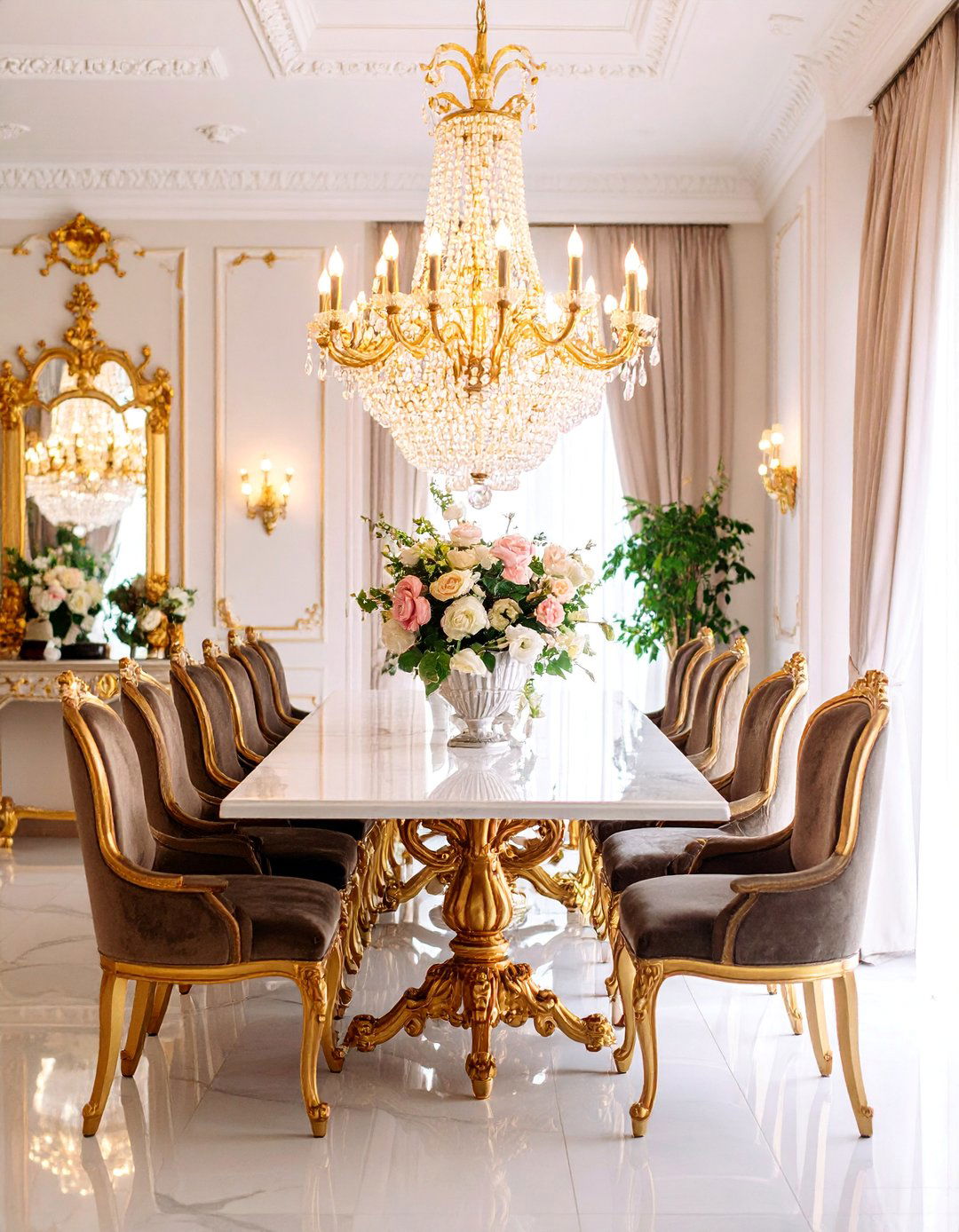 Crystal Chandelier Dining Drama - 25 Glam Interior Design Ideas