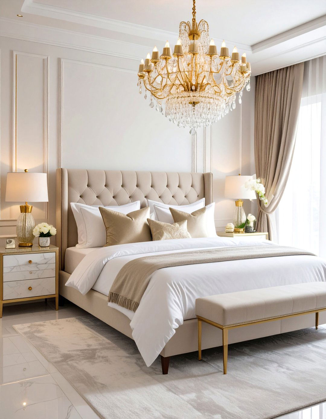 Crystal Lighting with Marble Accents - 25 Blair Waldorf Bedroom