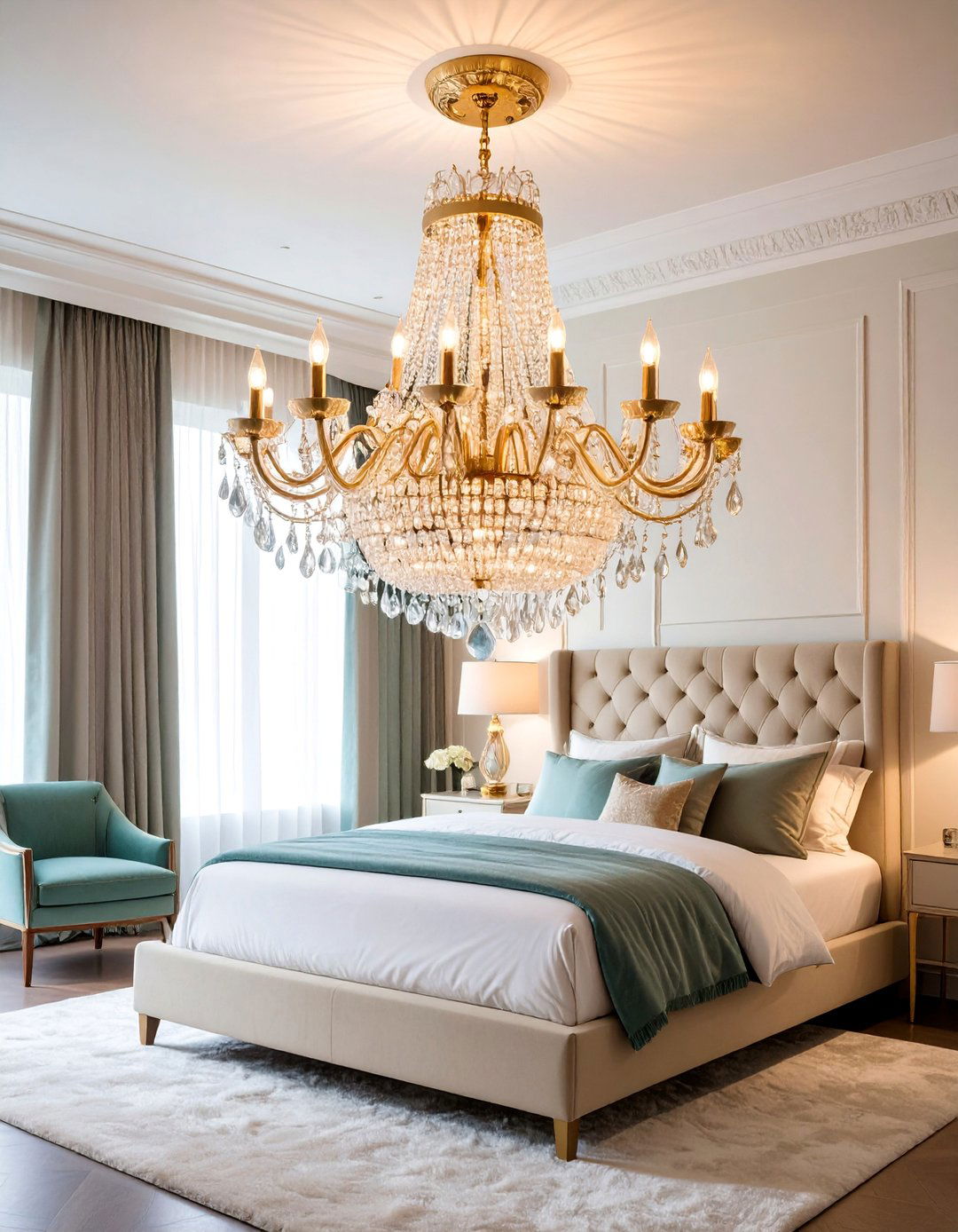 Crystal Waterfall Chandelier with Tiered Design - 25 Bedroom Chandelier Ideas