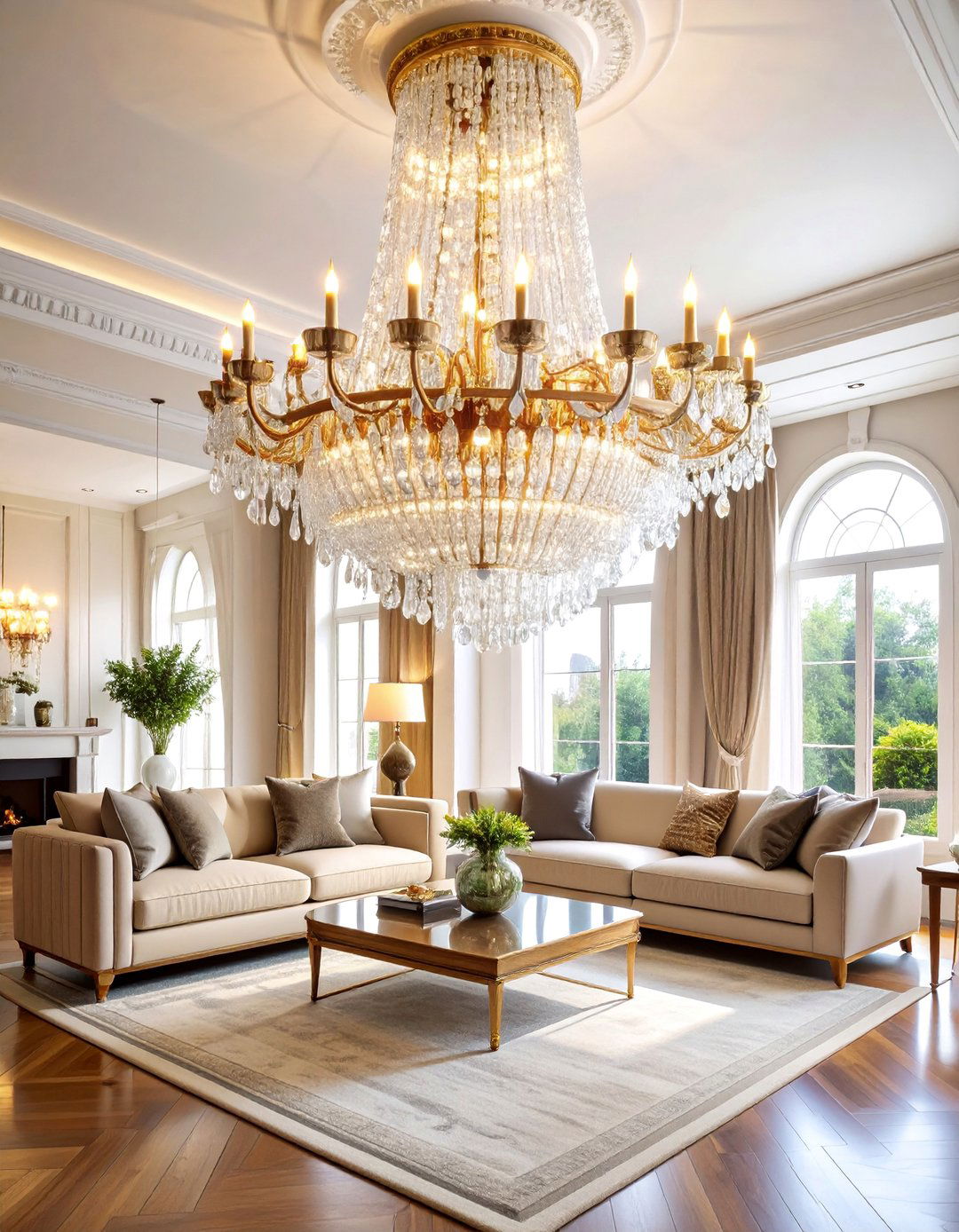 Crystal Waterfall Chandelier - 25 Living Room Ceiling Lighting Ideas