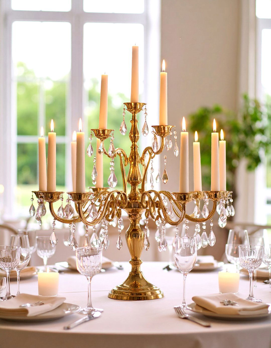 Crystal and Candle Chandelier Centerpiece - 25 Centerpiece Ideas
