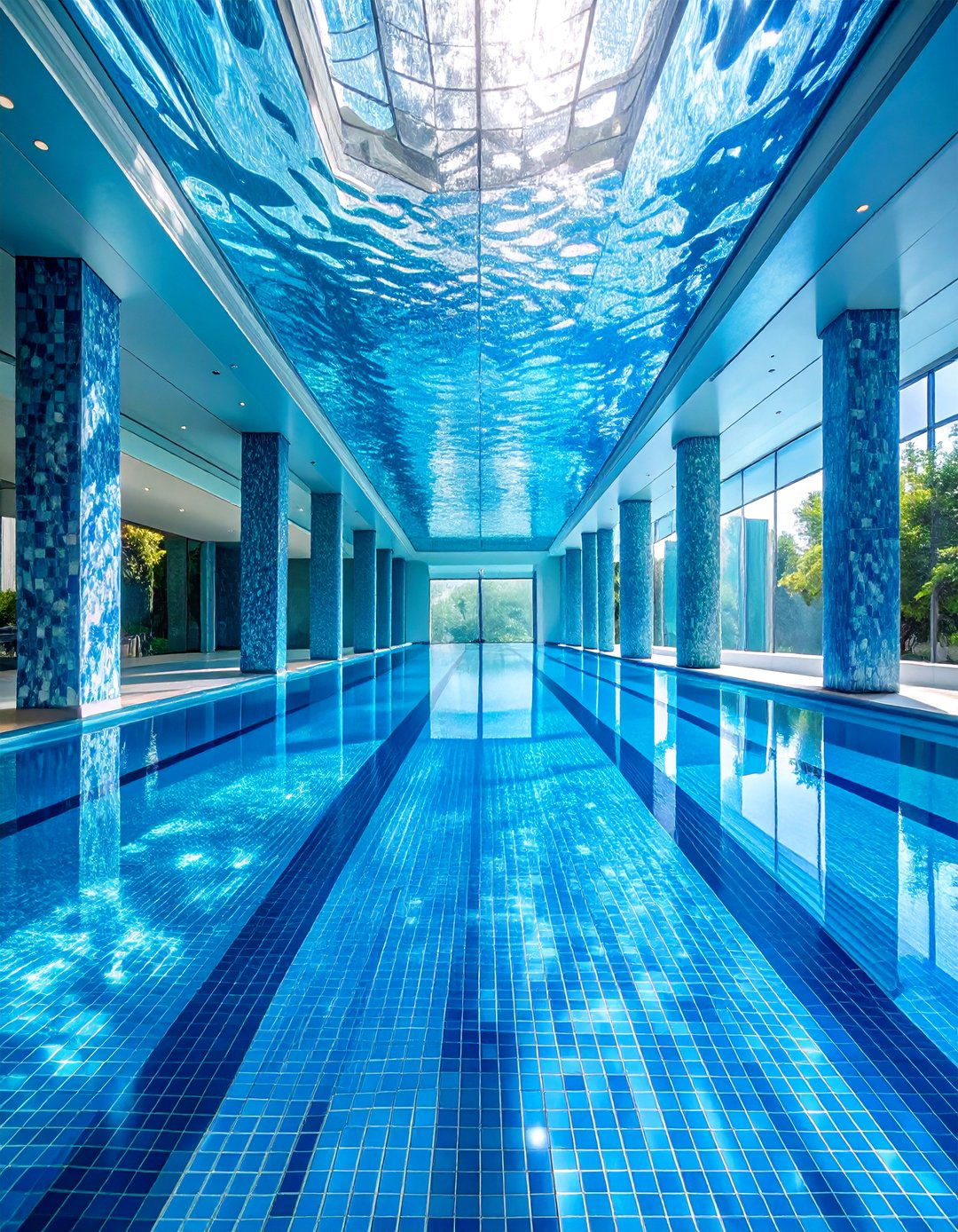 Crystalline Glass Mosaic Pool Interior - 25 Pool Tile Ideas
