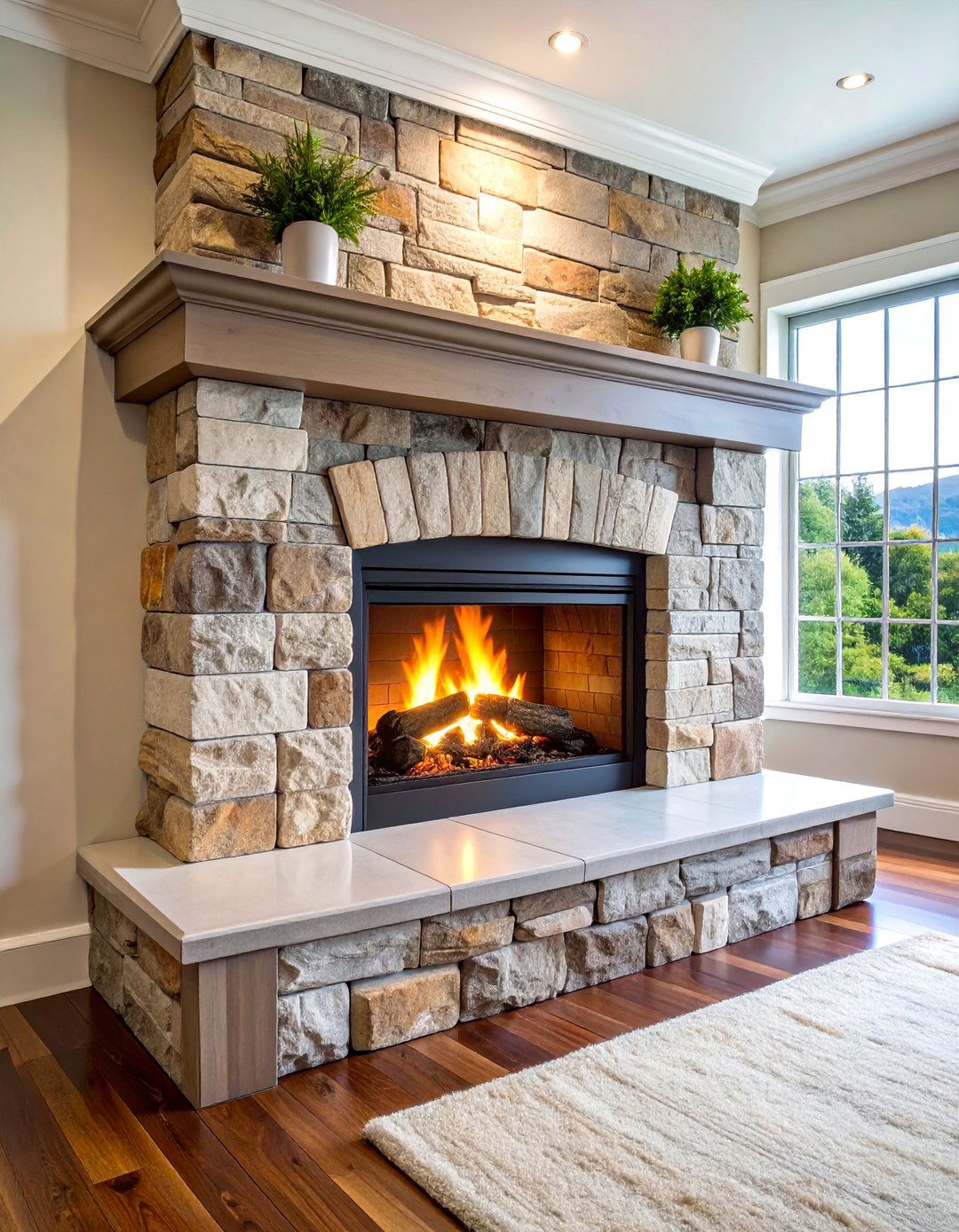 Cultured Stone Fireplace Surround - 25 Stone Wall Ideas