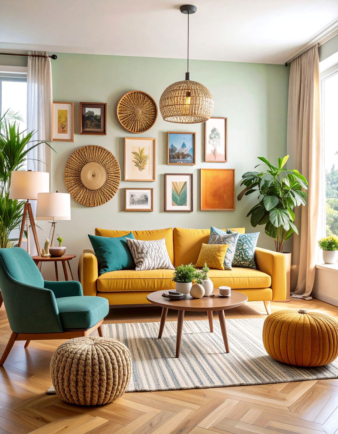 Curated Gallery Wall with Mixed Textures - 25 Blank Wall Ideas