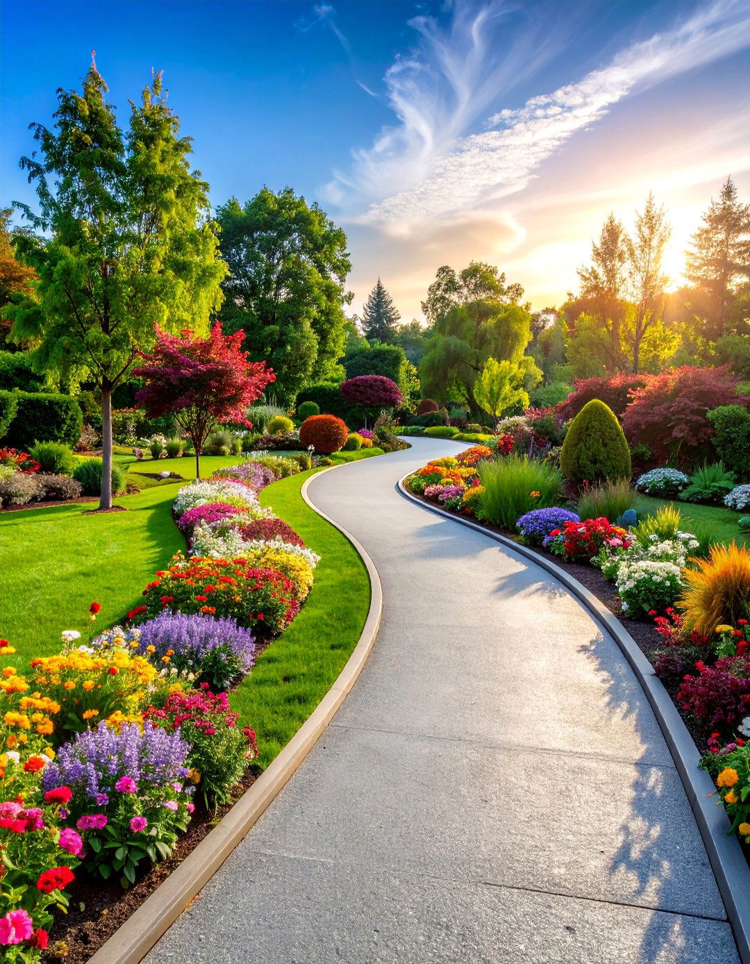 Curved Border Garden Asphalt Walkway - 25 Asphalt Walkway Ideas