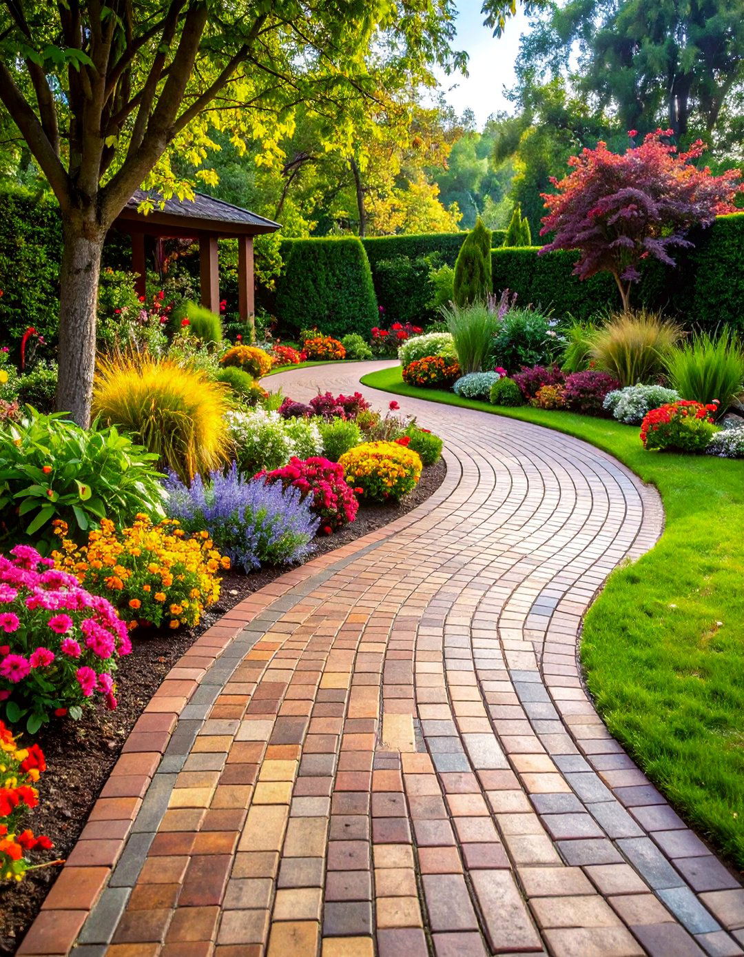 Curved Brick Garden Walkway Design - 25 Brick Landscaping Ideas