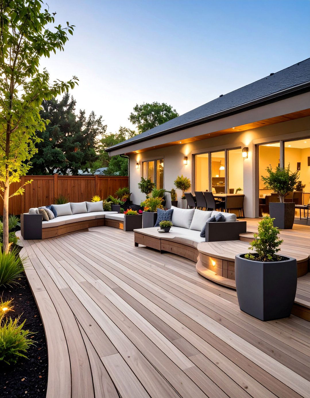 Curved Composite Deck with Built In Seating - 25 2nd Floor Deck Ideas