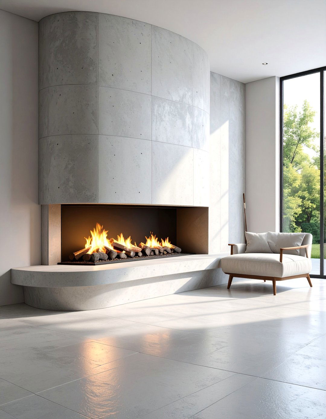 Curved Concrete Fireplace Design - 25 Concrete Fireplace Ideas