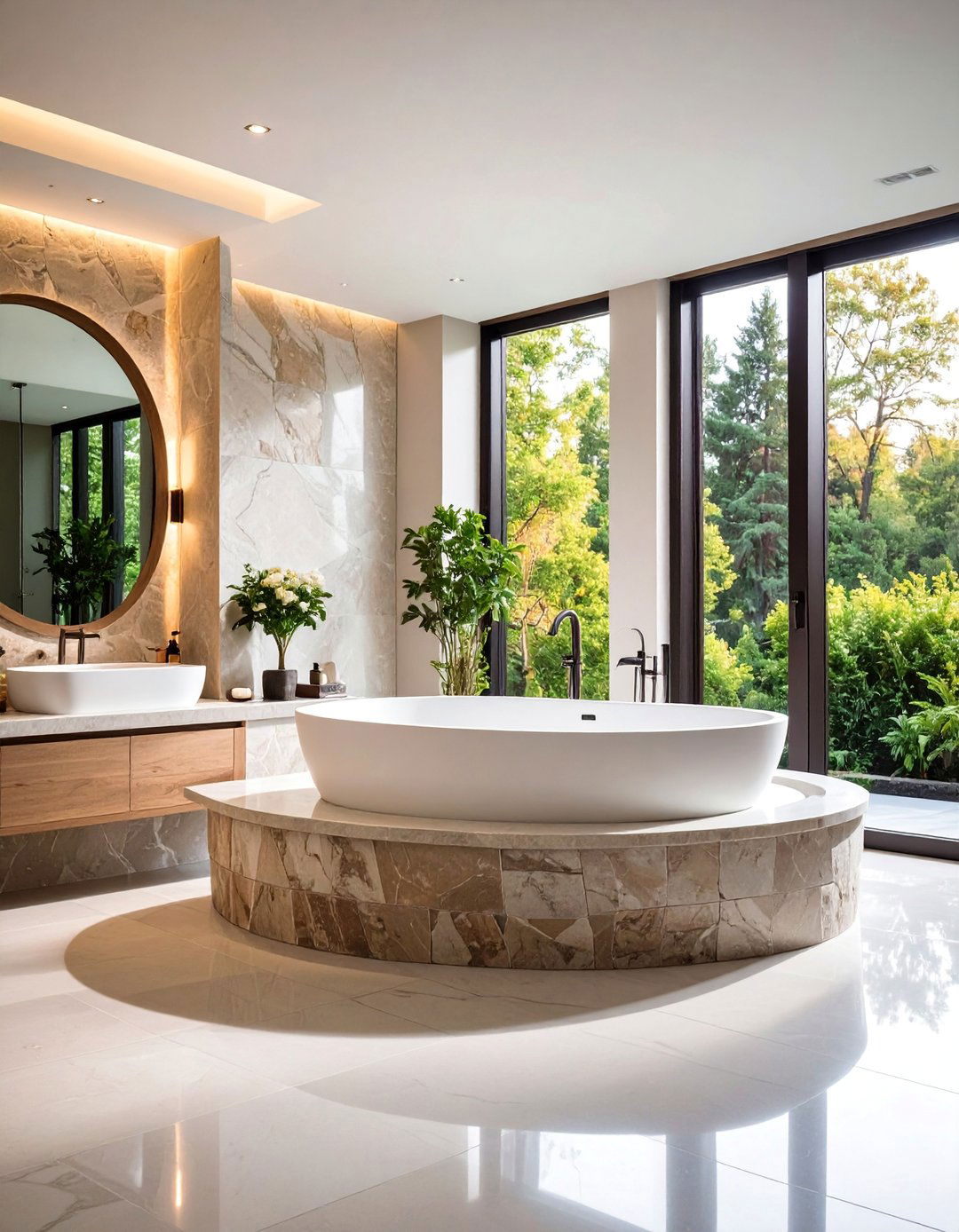 Curved Corner Alcove Stone Surround - 25 Bathtub Surround Ideas
