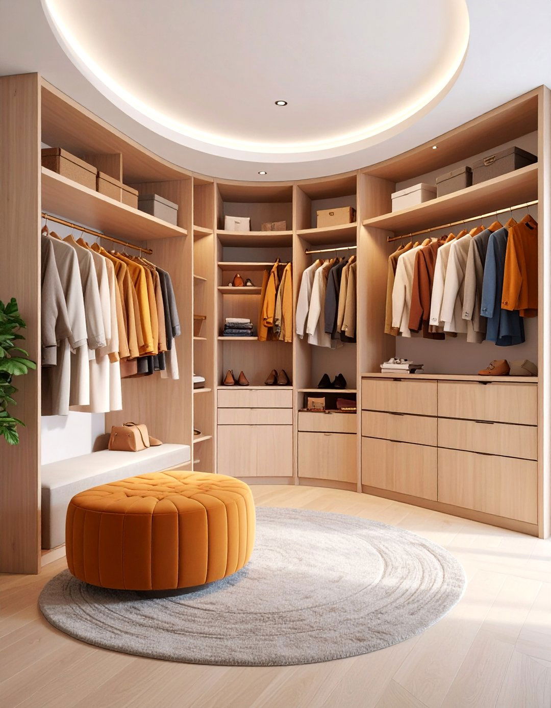 Curved Design Entryway with Soft Lines - 25 Entryway Closet Ideas