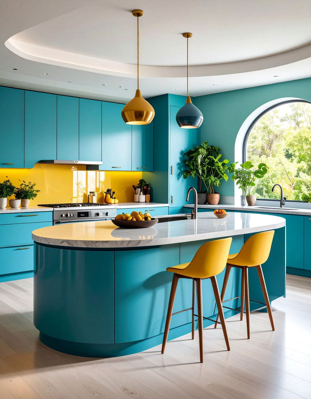 Curved Edge Kitchen Countertop with Organic Flow Design - 25 Kitchen Countertop Ideas