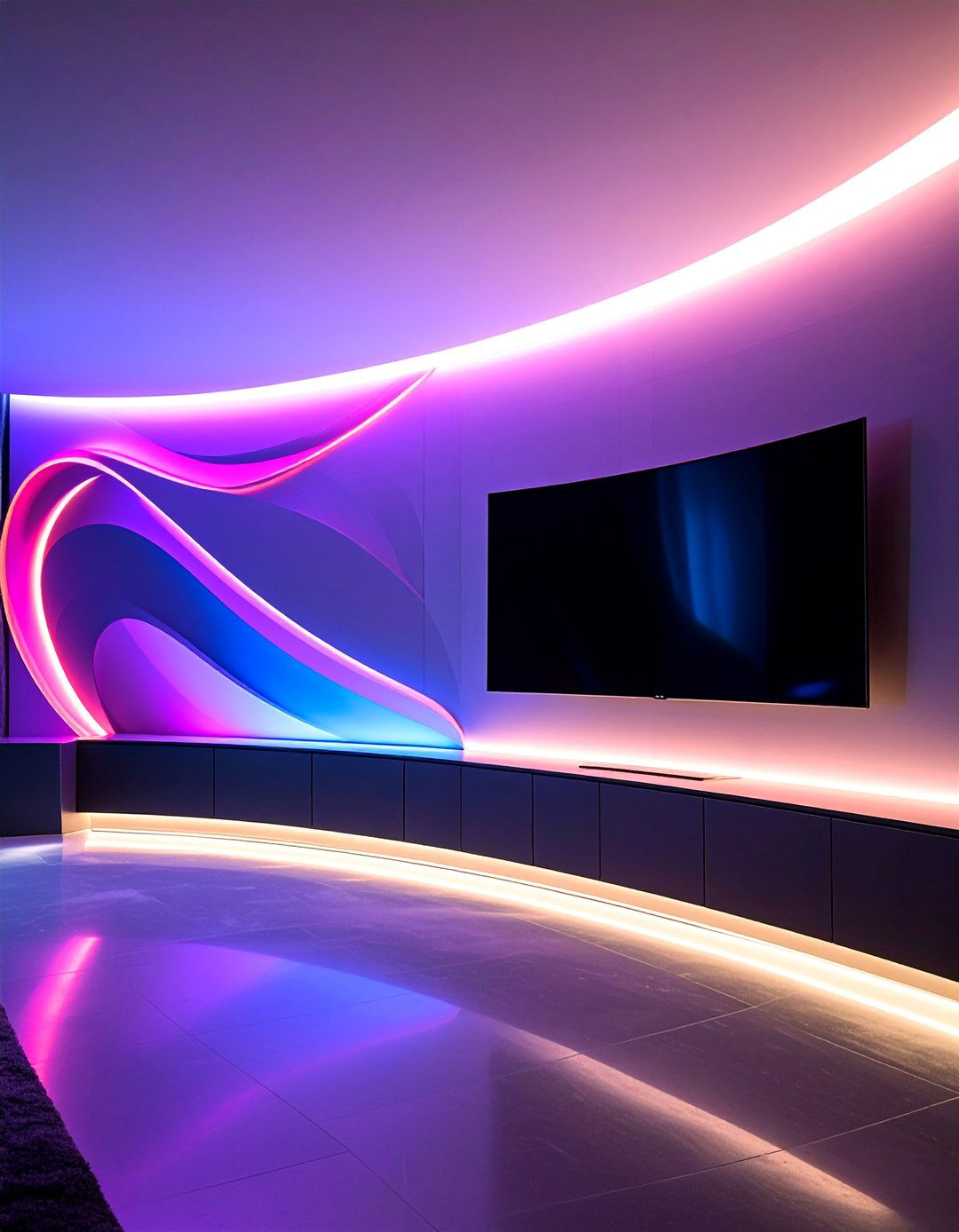 Curved Feature Wall Design - 25 Tv Wall Ideas