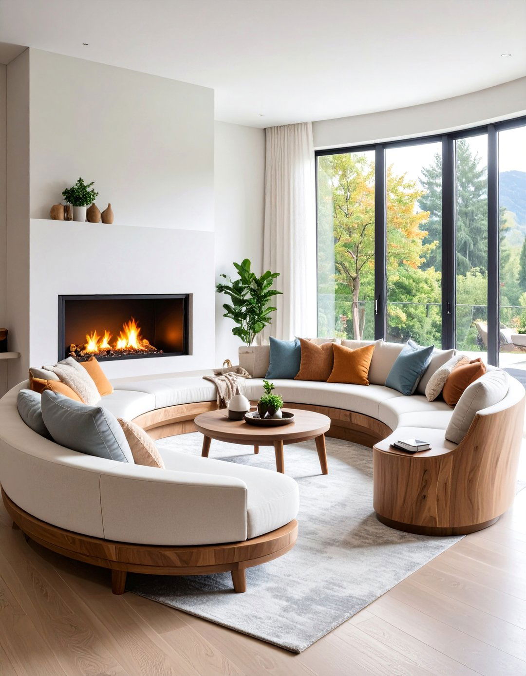 Curved Fireplace Bench Seating - 25 Fireplace Bench Ideas