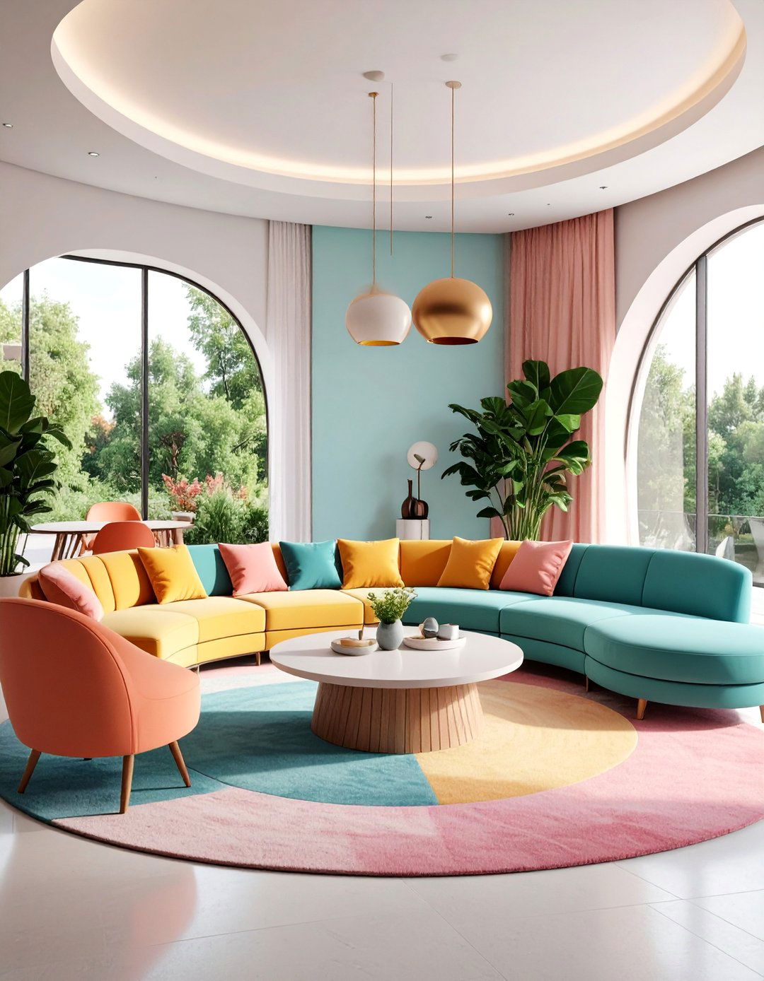 Curved Furniture Conversation Area with Flowing Lines - 25 House Decor Ideas