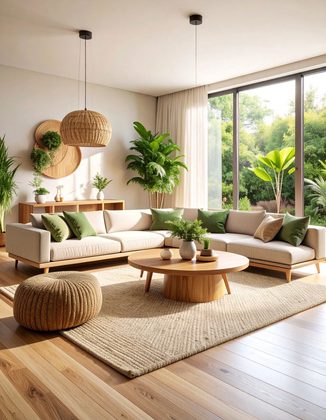 Curved Furniture Living Room with Natural Wood Accents - 25 Organic Modern Interior Design Ideas