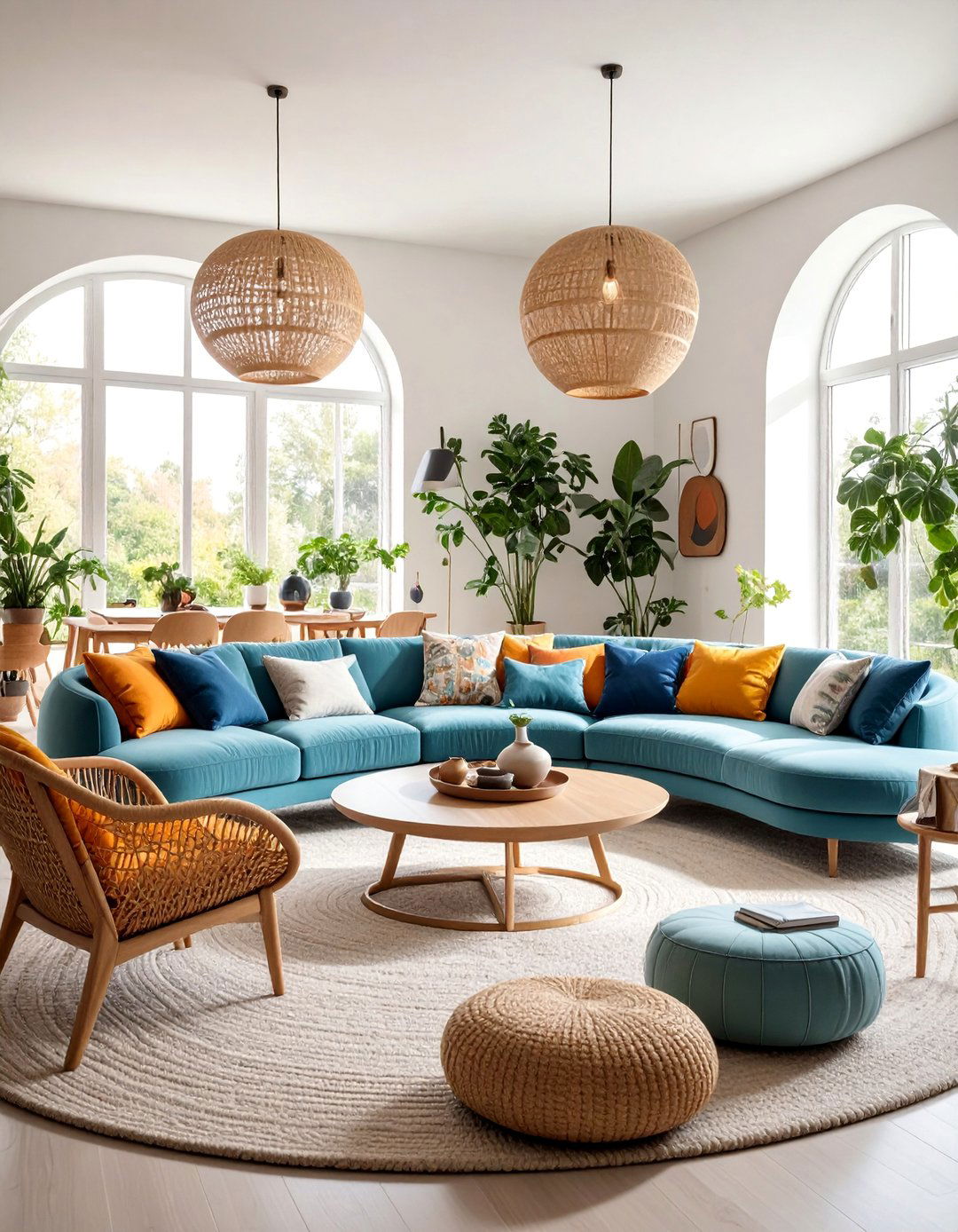 Curved Furniture Living Room with Soft Geometric Forms - 25 1980s Living Room Ideas