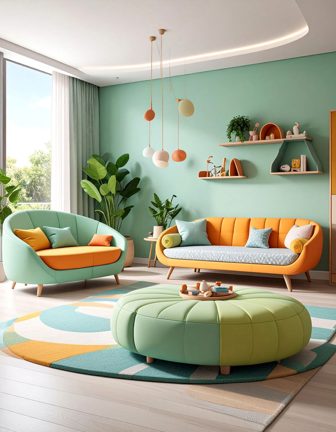 Curved Furniture Statement Nursery - 25 Mid-century Modern Nursery Ideas
