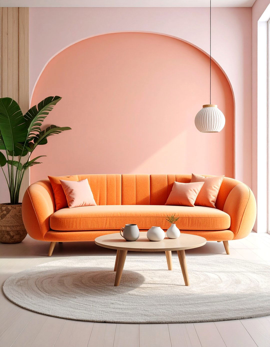 Curved Furniture and Soft Textures Living Room - 25 Organic Modern Living Room Design Ideas