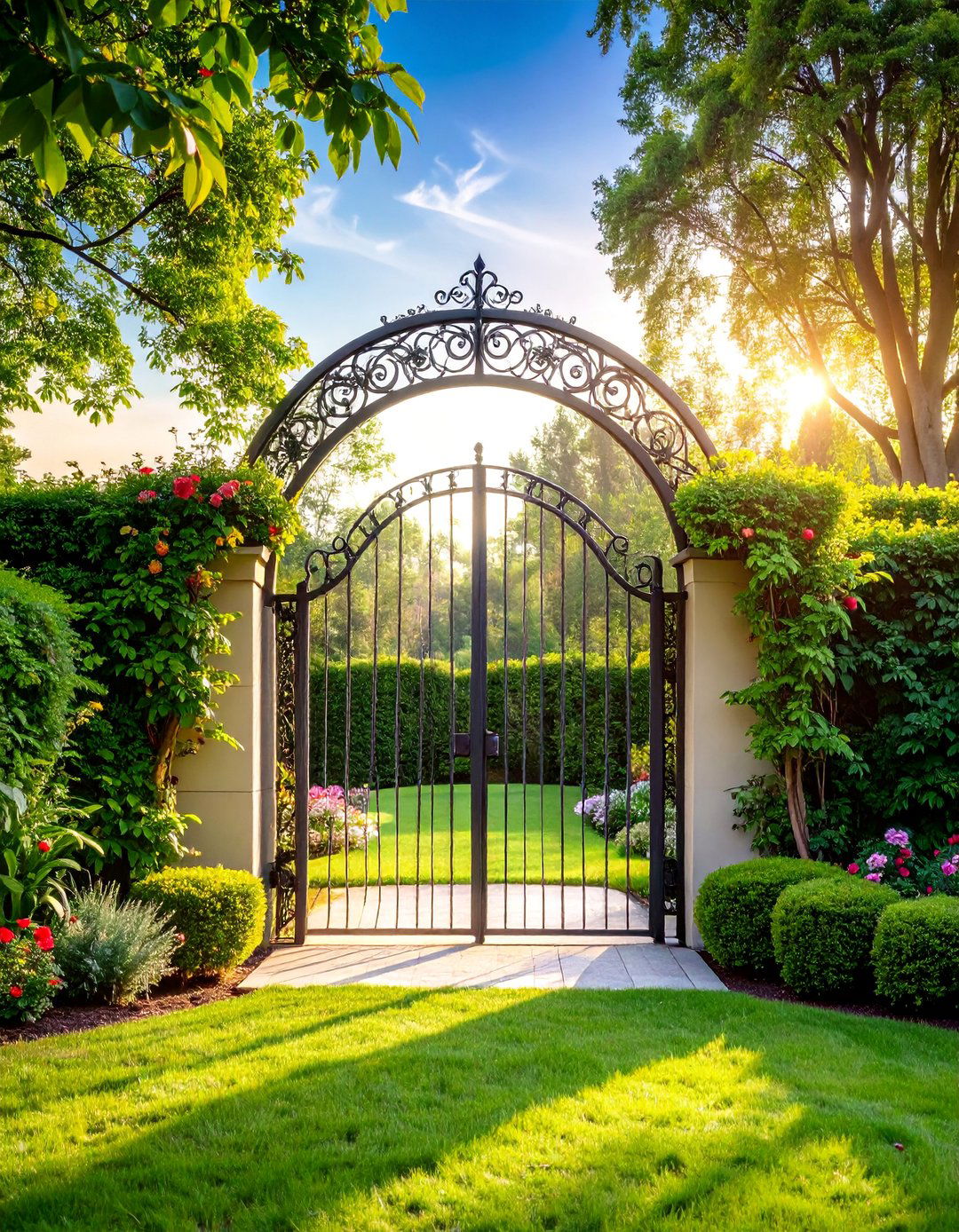 Curved Garden Gate with Artistic Metal Framework - 25 garden gate ideas
