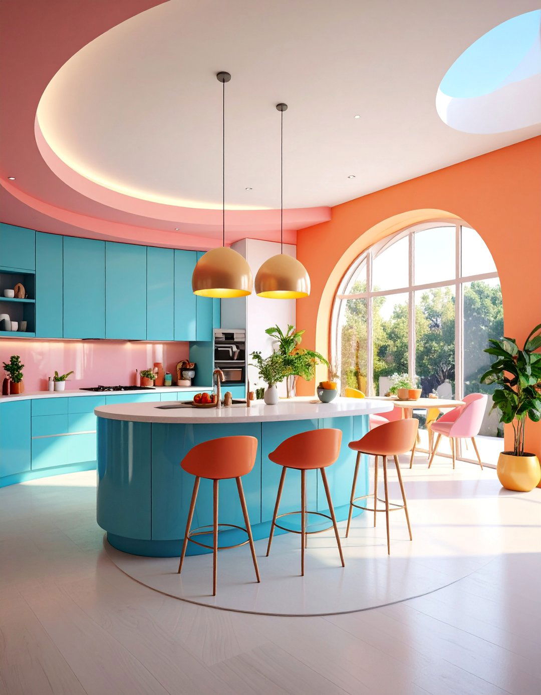 Curved Kitchen Island Open Plan Design - 25 Open Kitchen Living Room Ideas