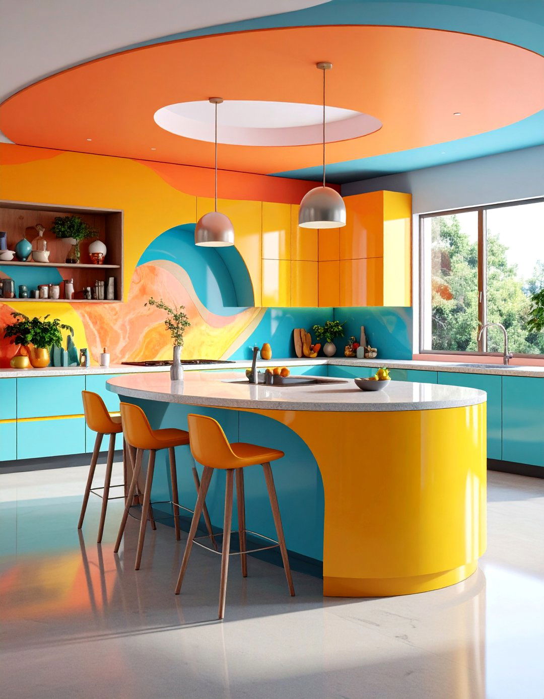Curved Kitchen Island with Organic Shapes - 25 Modern Kitchen Ideas