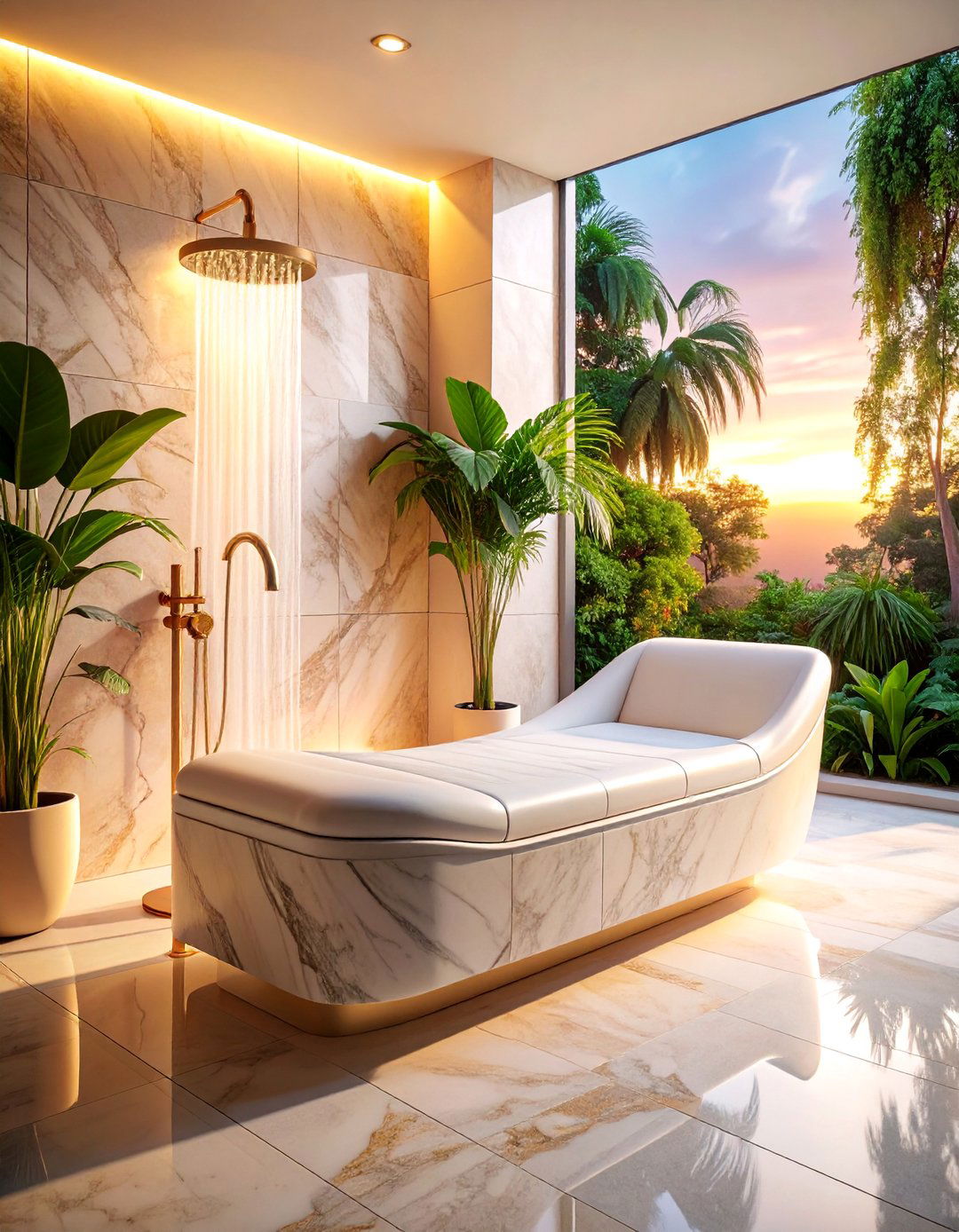 Curved Marble Shower Bench for Relaxation - 25 Shower Bench Ideas