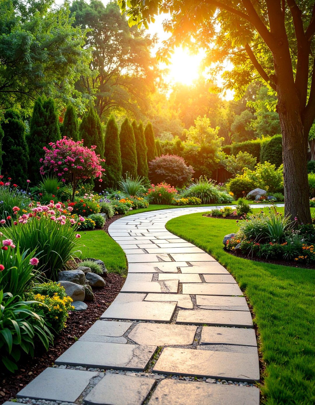 Curved Meandering Composite Pathway - 25 Composite Walkway Ideas