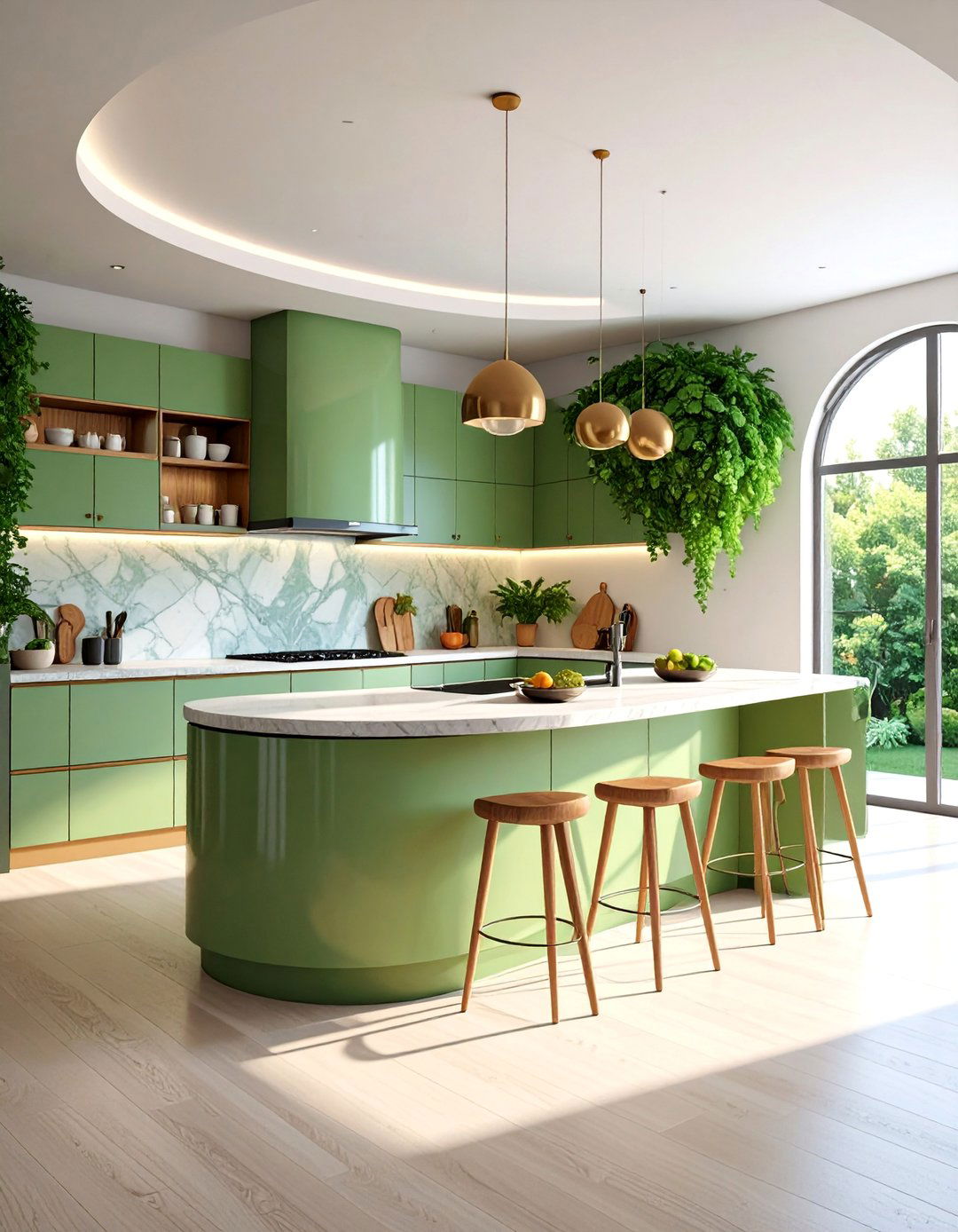 Curved Natural Element Kitchen with Organic Shapes - 25 Natural Kitchen Design Ideas