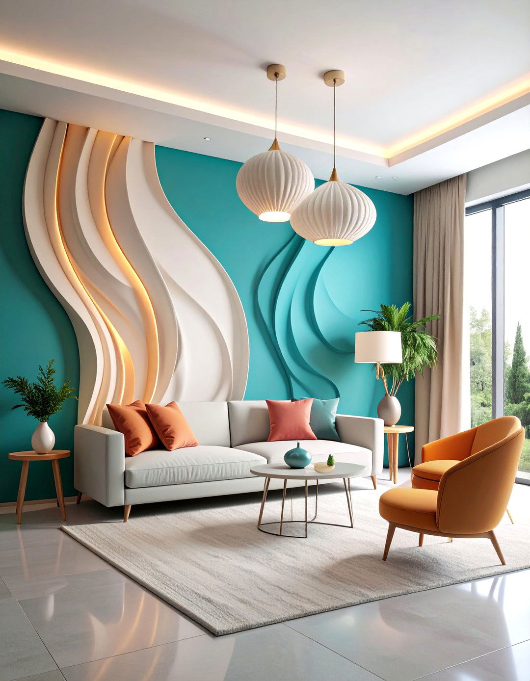 Curved Organic Plaster Wall Lights - 25 Living Room Wall Lighting Ideas
