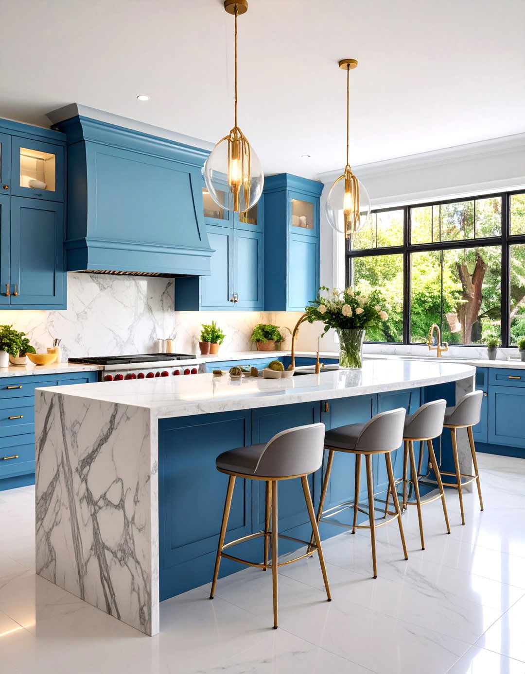 Curved Peninsula with Granite Breakfast Bar - 25 Kitchen Peninsula Ideas