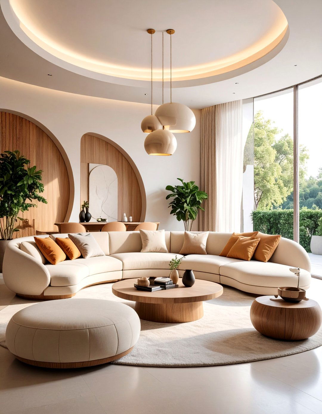 Curved Seating Living Room with Organic Shapes - 25 Living Room Design Ideas