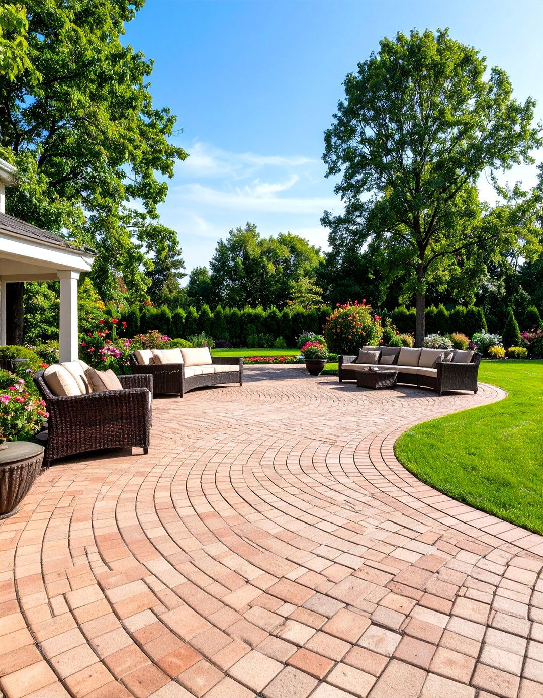 Curved Serpentine Brick Patio - 25 Brick Patio Ideas
