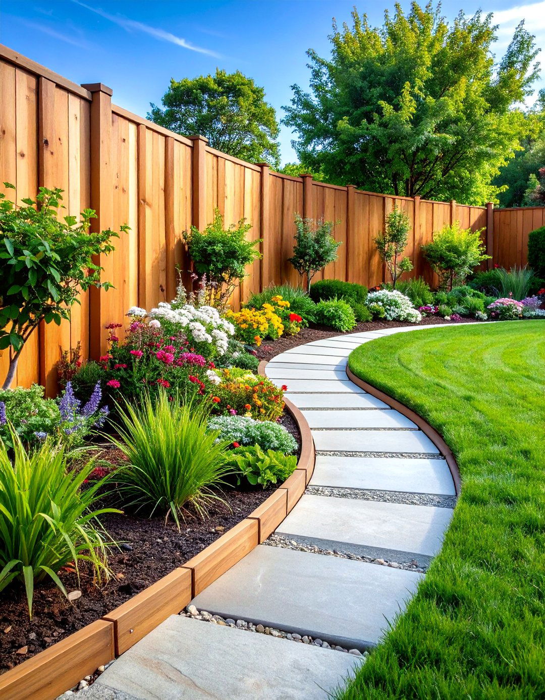 Curved Sleeper Garden Border Edging - 25 Garden Sleeper Ideas