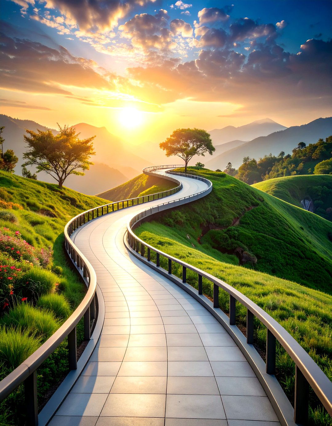 Curved Sweeping Walkway with Dramatic Lines - 25 Elevated Walkway Ideas