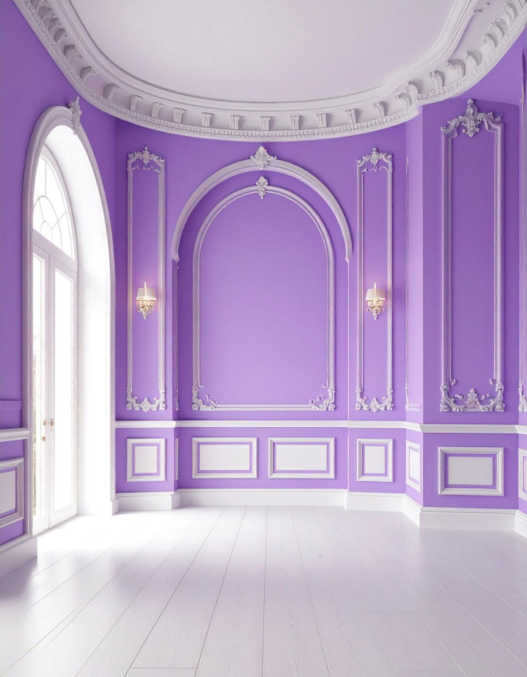 Curved Top Wainscoting with Soft Purple - 25 Wainscoting Nursery Ideas