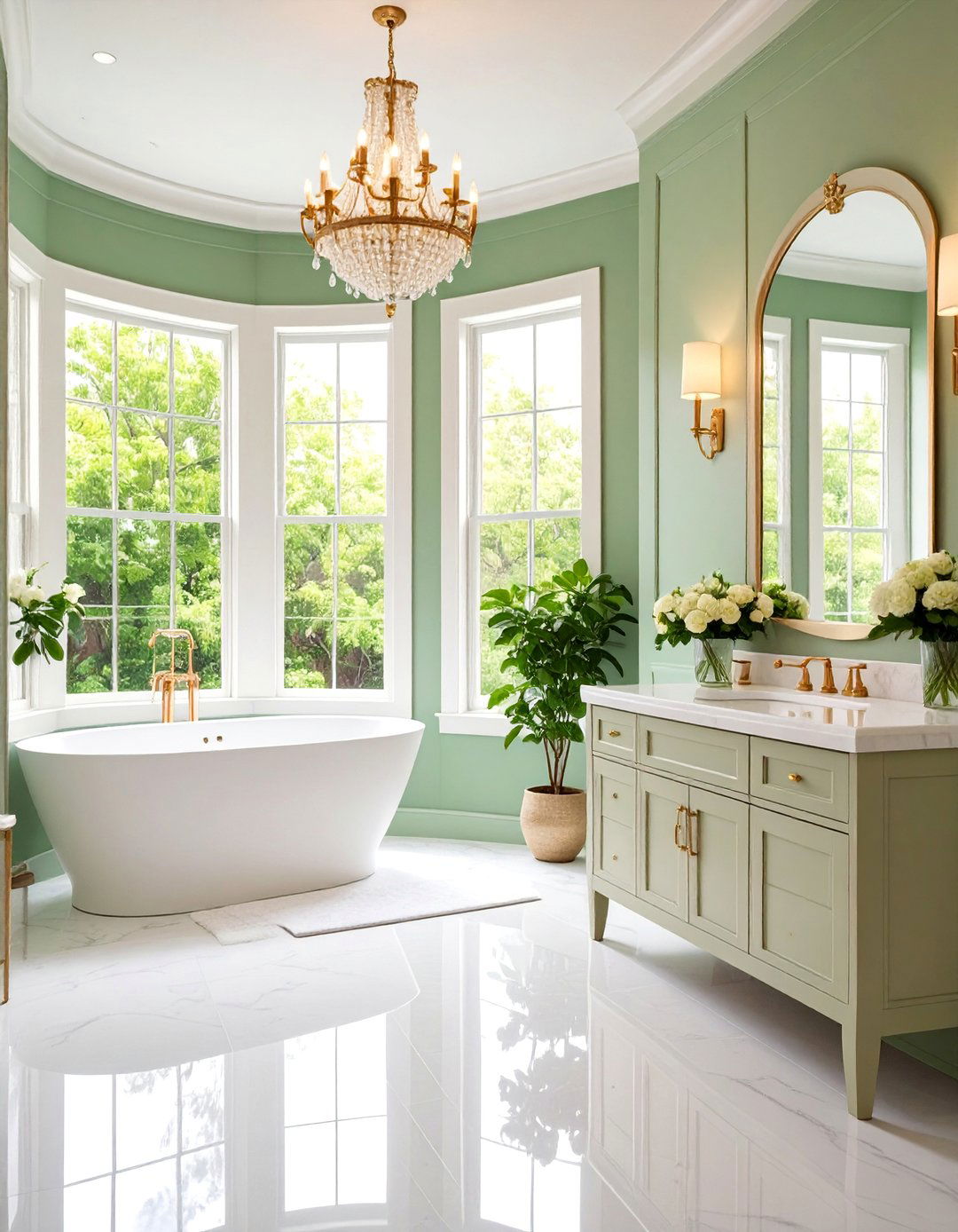 Curved Wainscoting for Bay Windows - 25 Powder Room Wainscoting Ideas